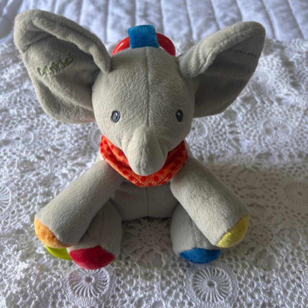 Baby GUND‎ Flappy the Elephant Activity Toy Grey Plush 4060906 Crinkle Rattle